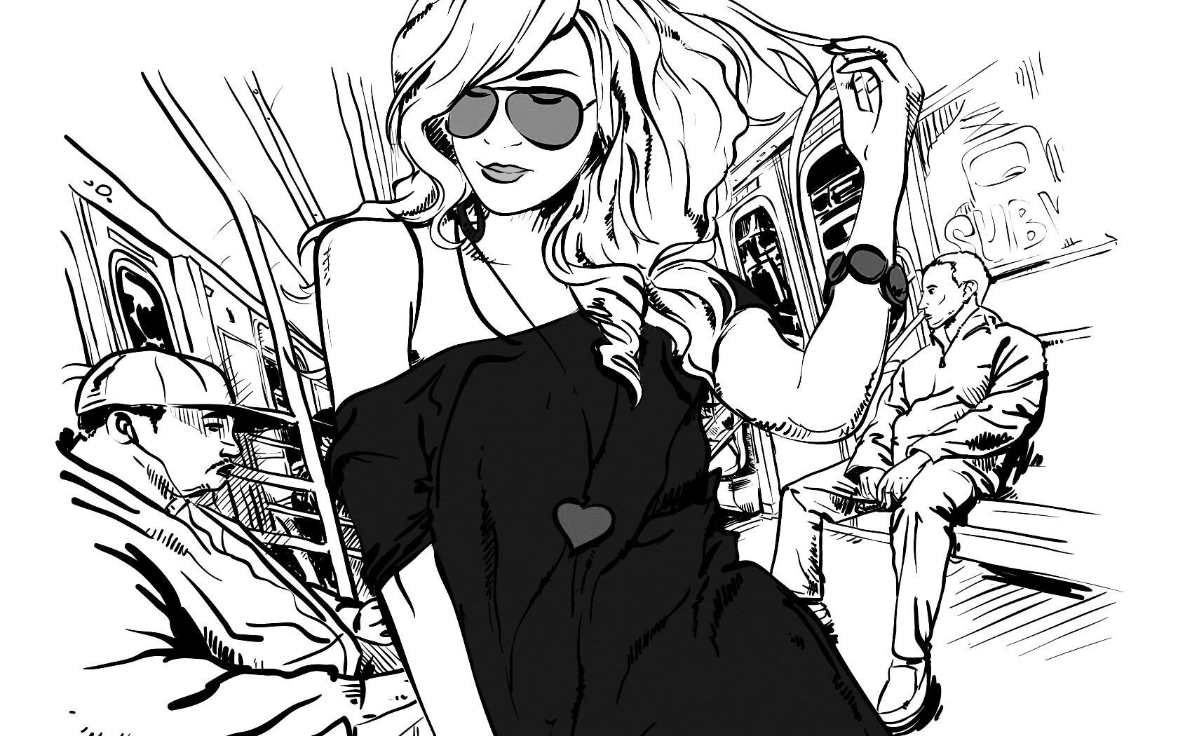 Стильная девушка в метро обои