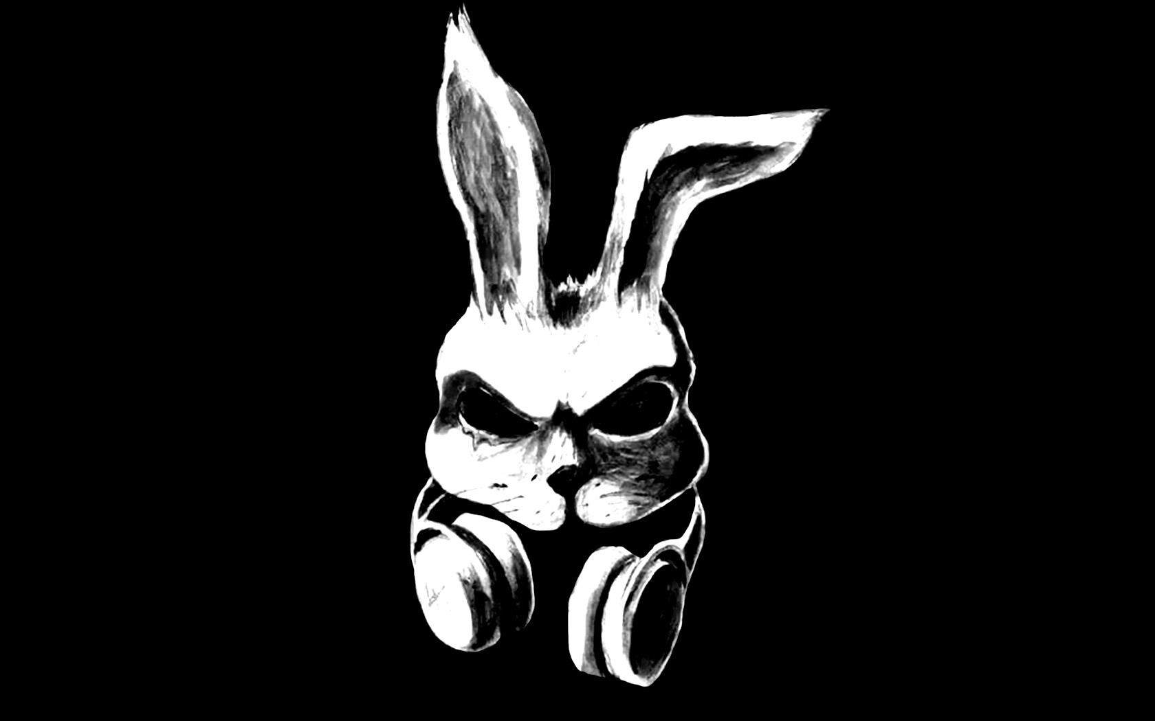 Кролик в наушниках обои