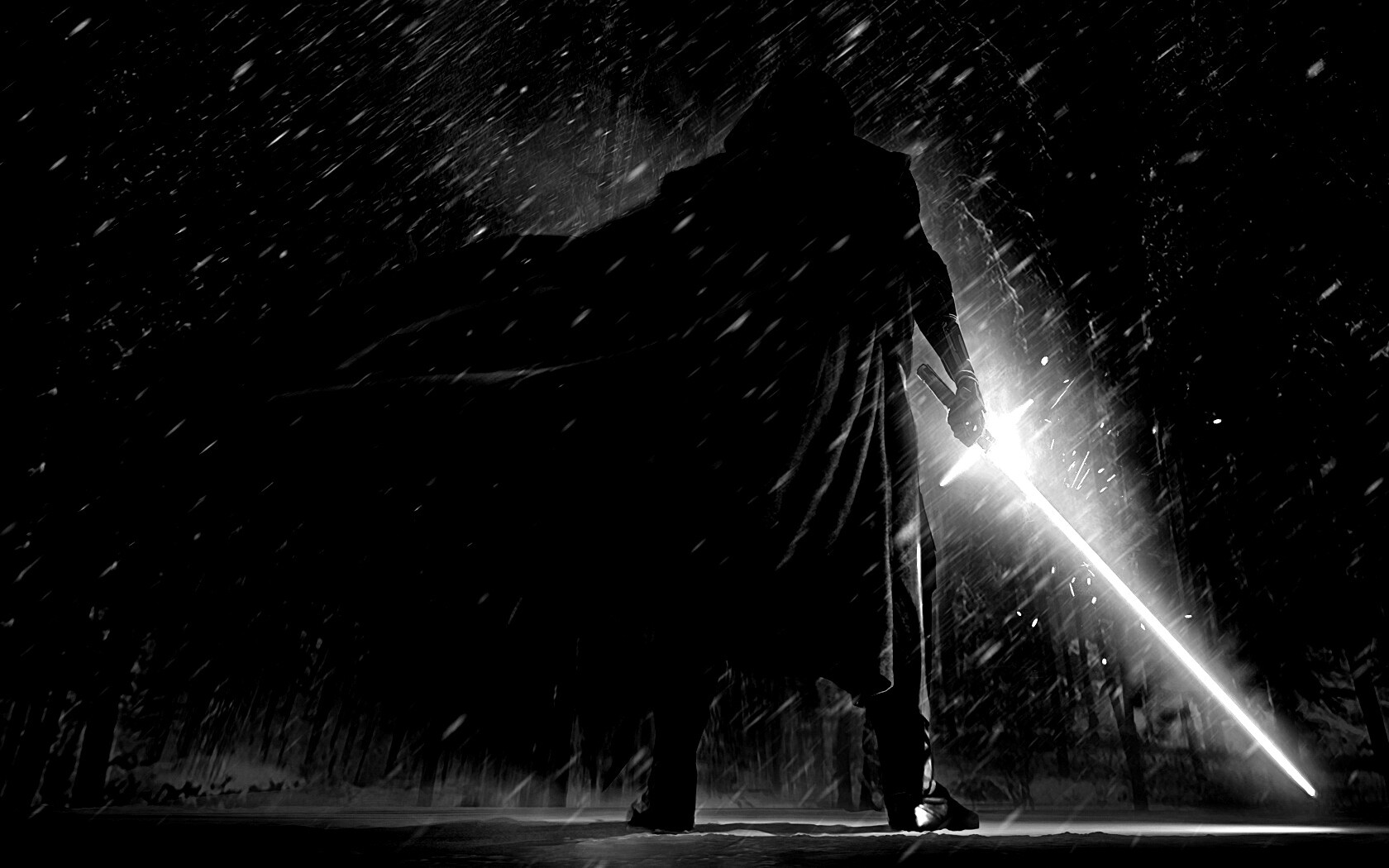 Кайло Рен в зимнем лесу обои