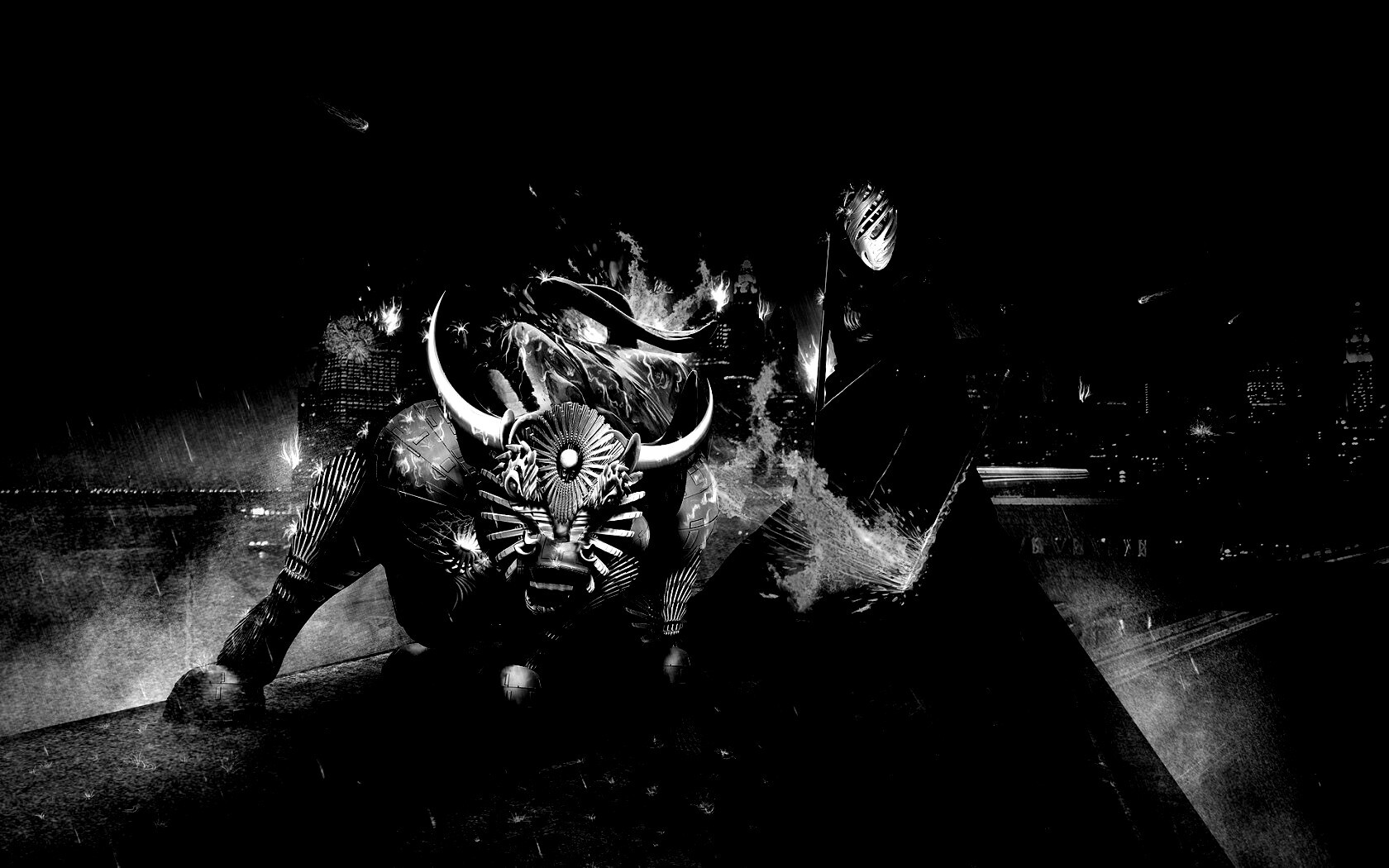 Воин и бык на крыше обои