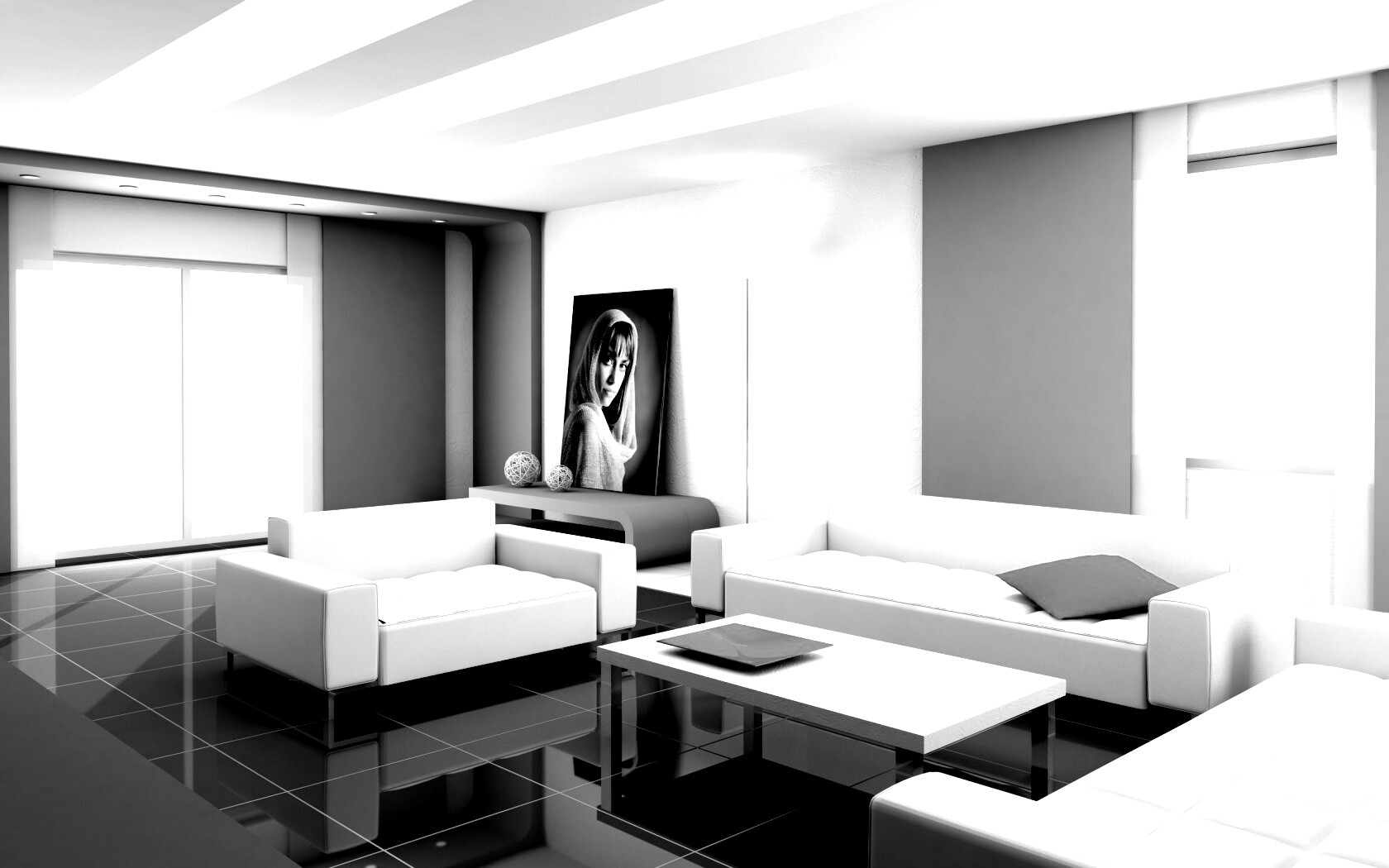 Белая гостинная обои