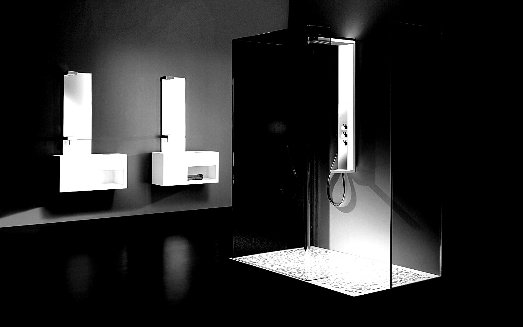 Ванная комната в стиле hi tech обои