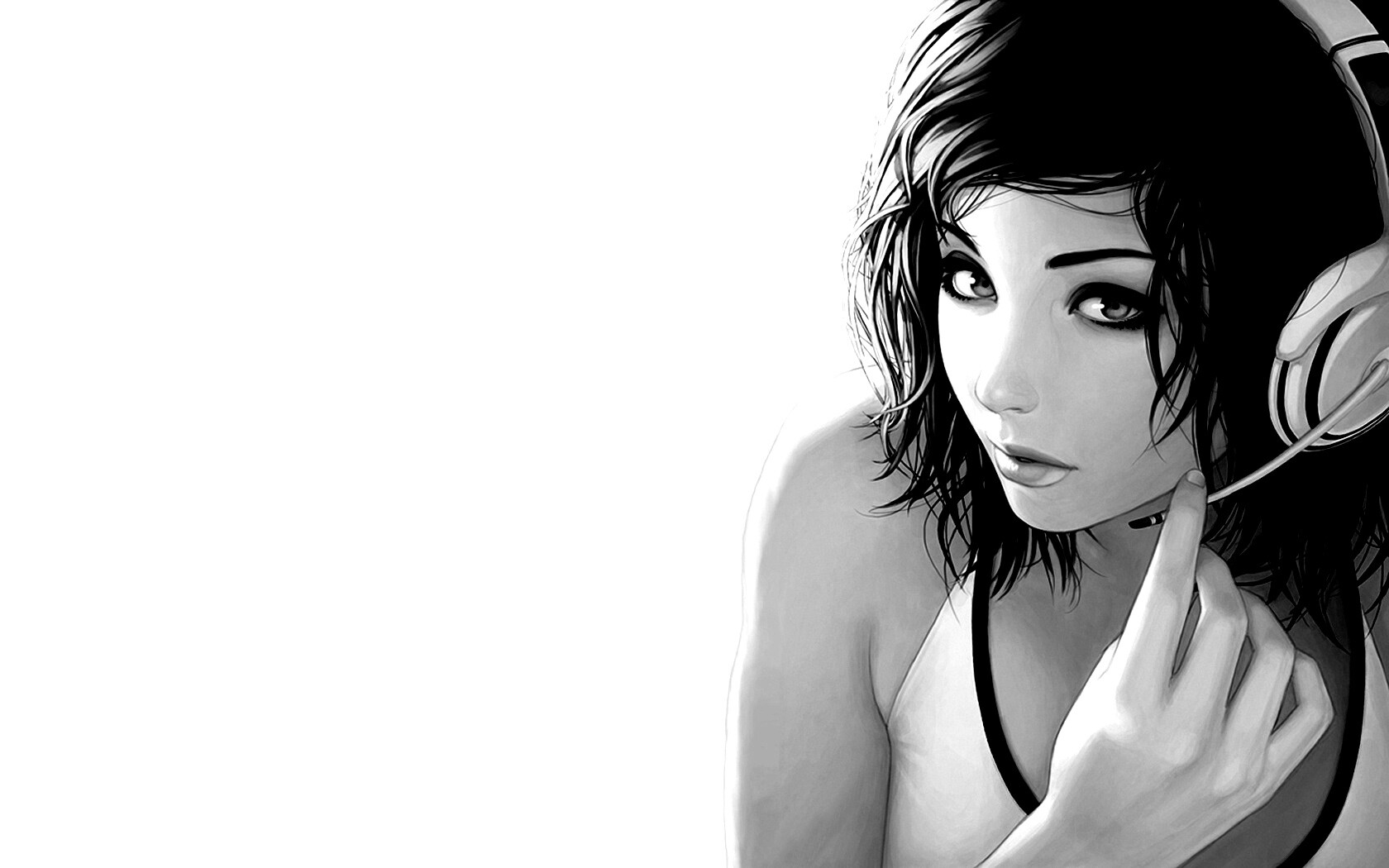 Сексуальная девушка в наушниках с микрофоном обои