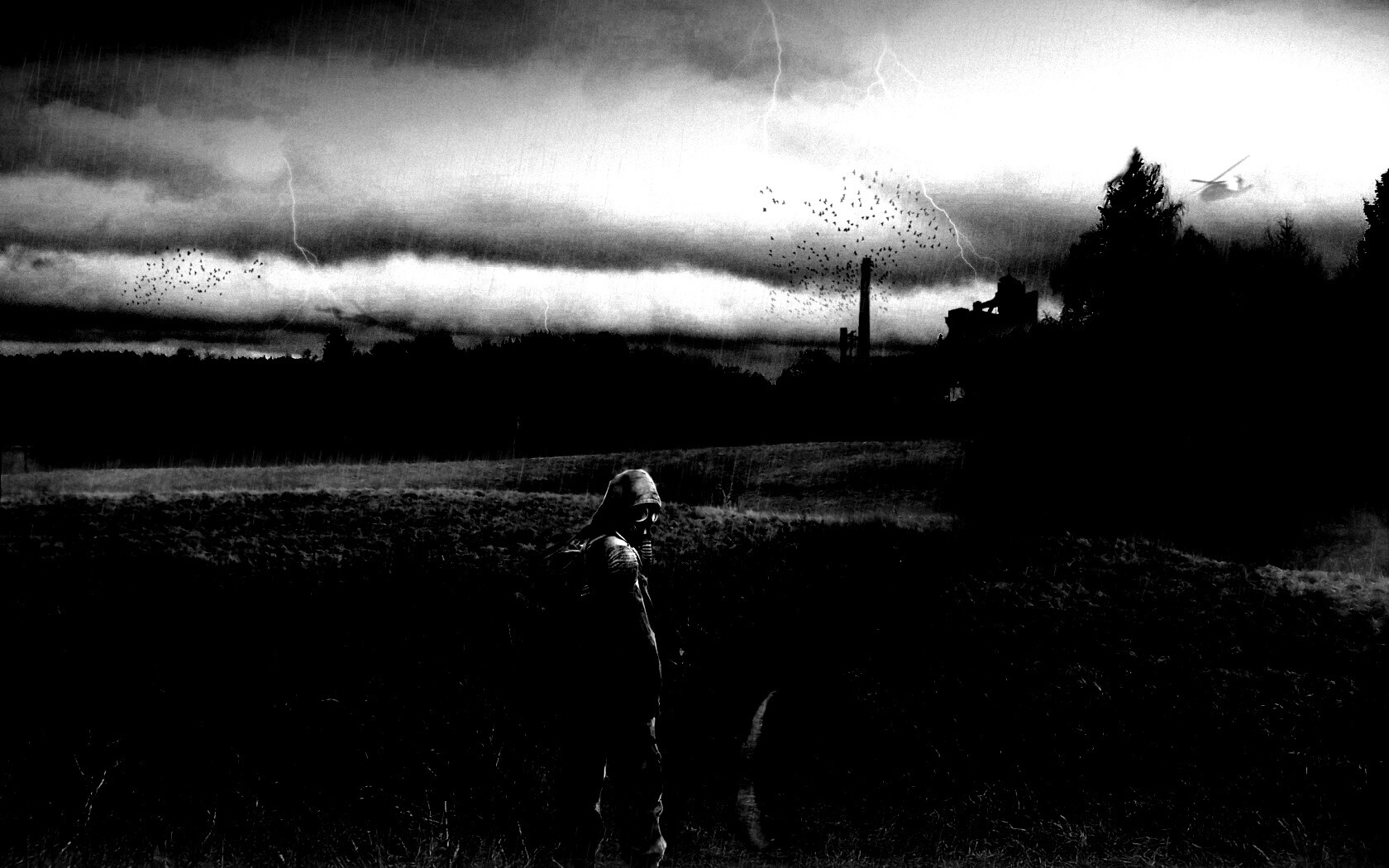 Сталкер под дождем обои