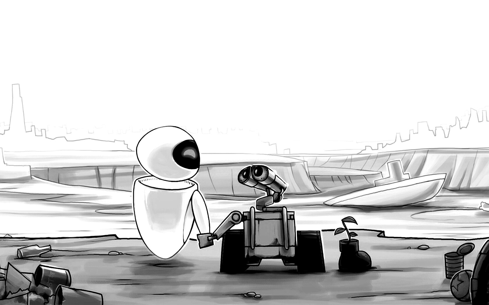 WALL-E и Ева обои