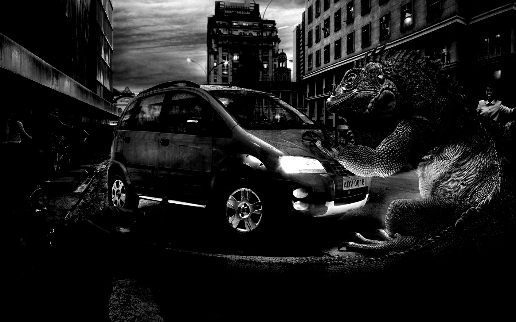 Ящерица в городе обои