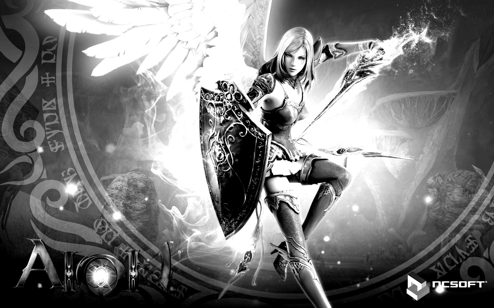 Ангел с мечом и щитом обои