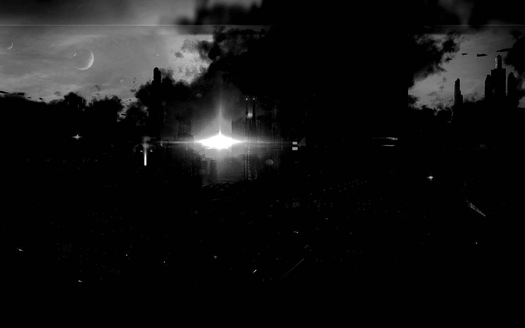 Закат в инопланетном городе обои