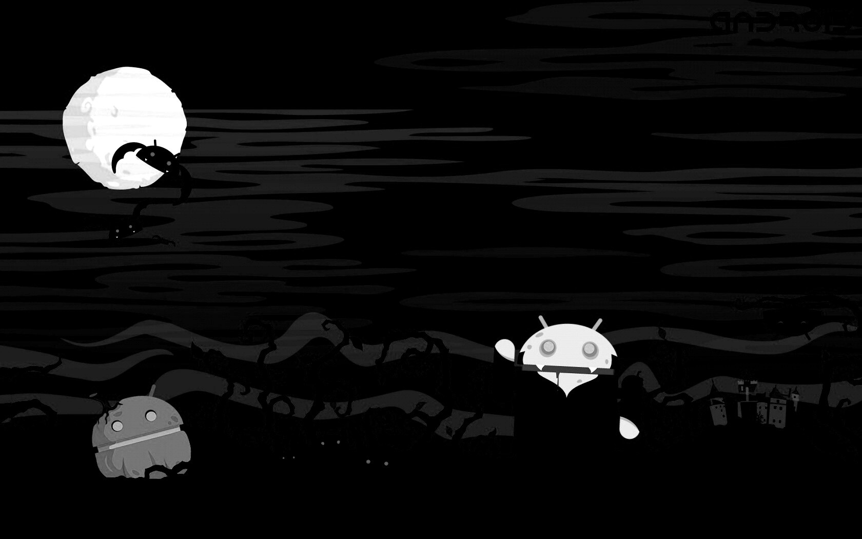 Хэллоуин в стиле Google Android обои