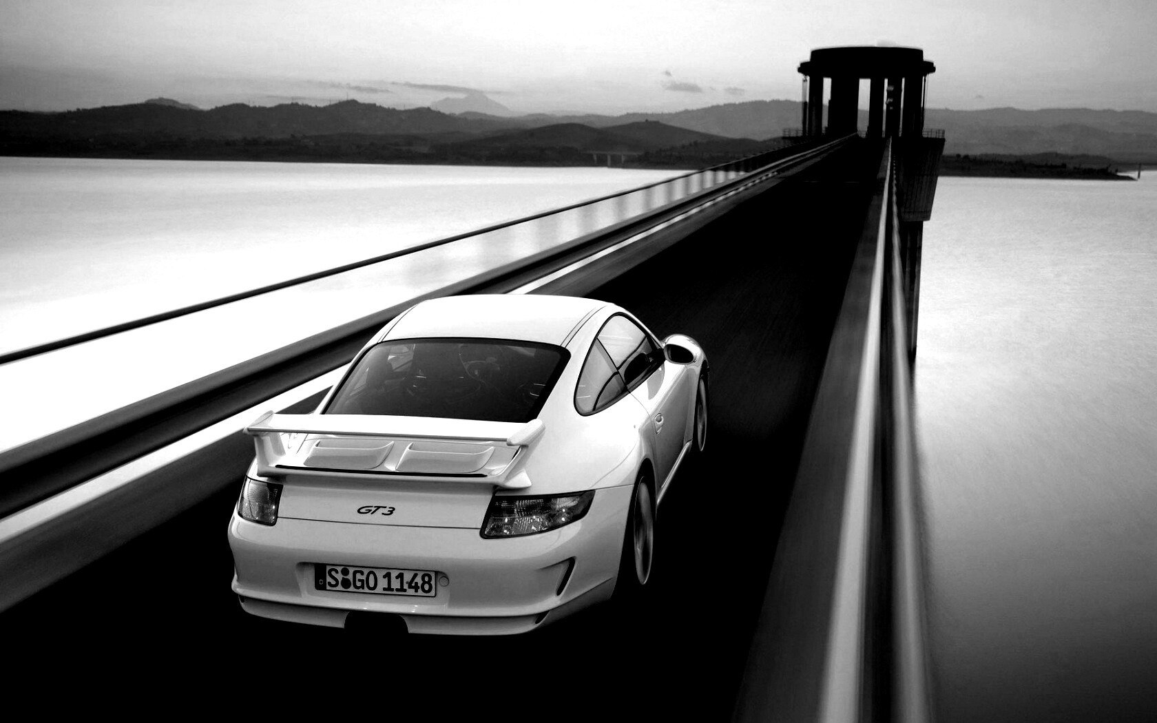 Порше на дамбе обои