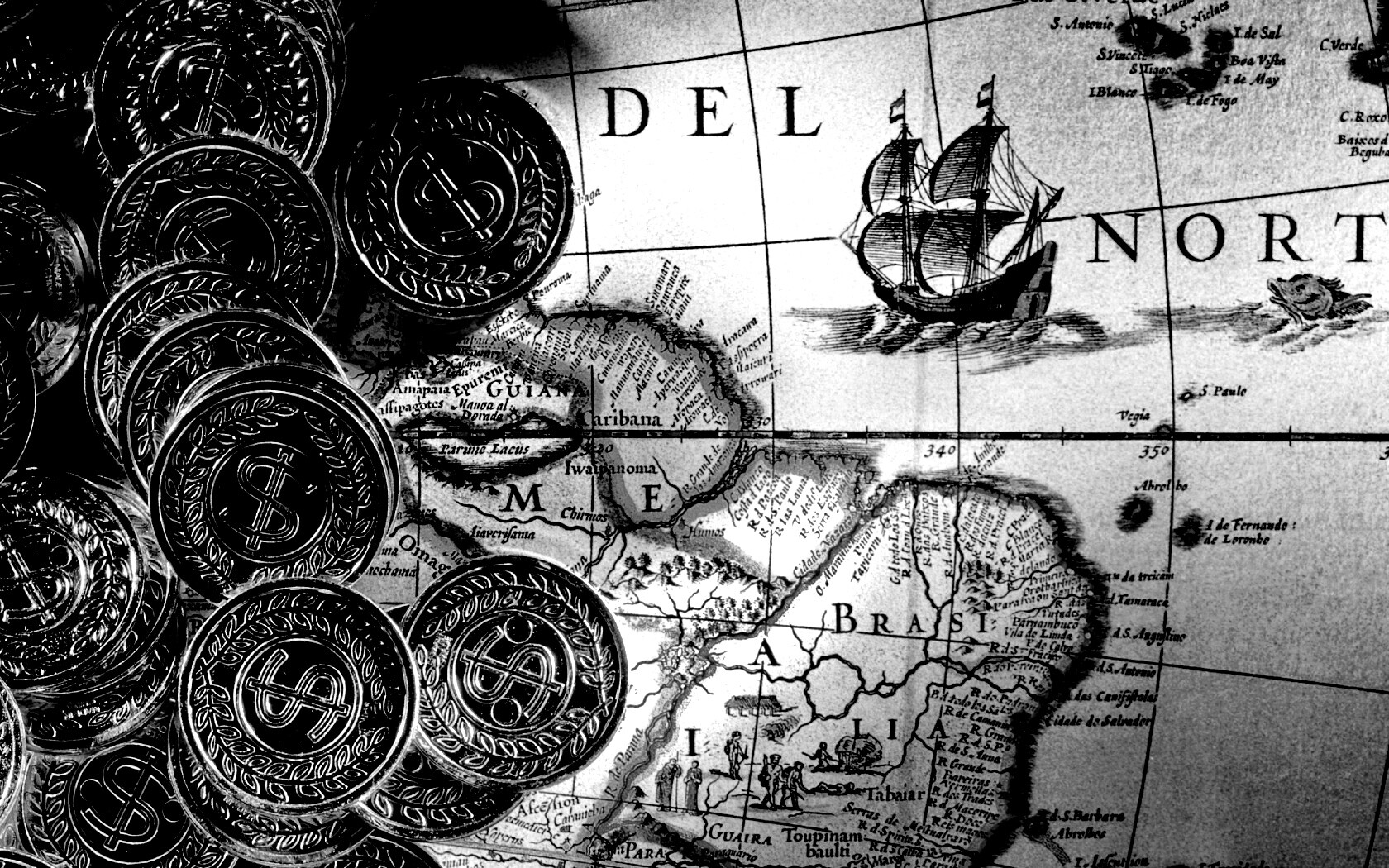 Деньги и карта сокровищ обои