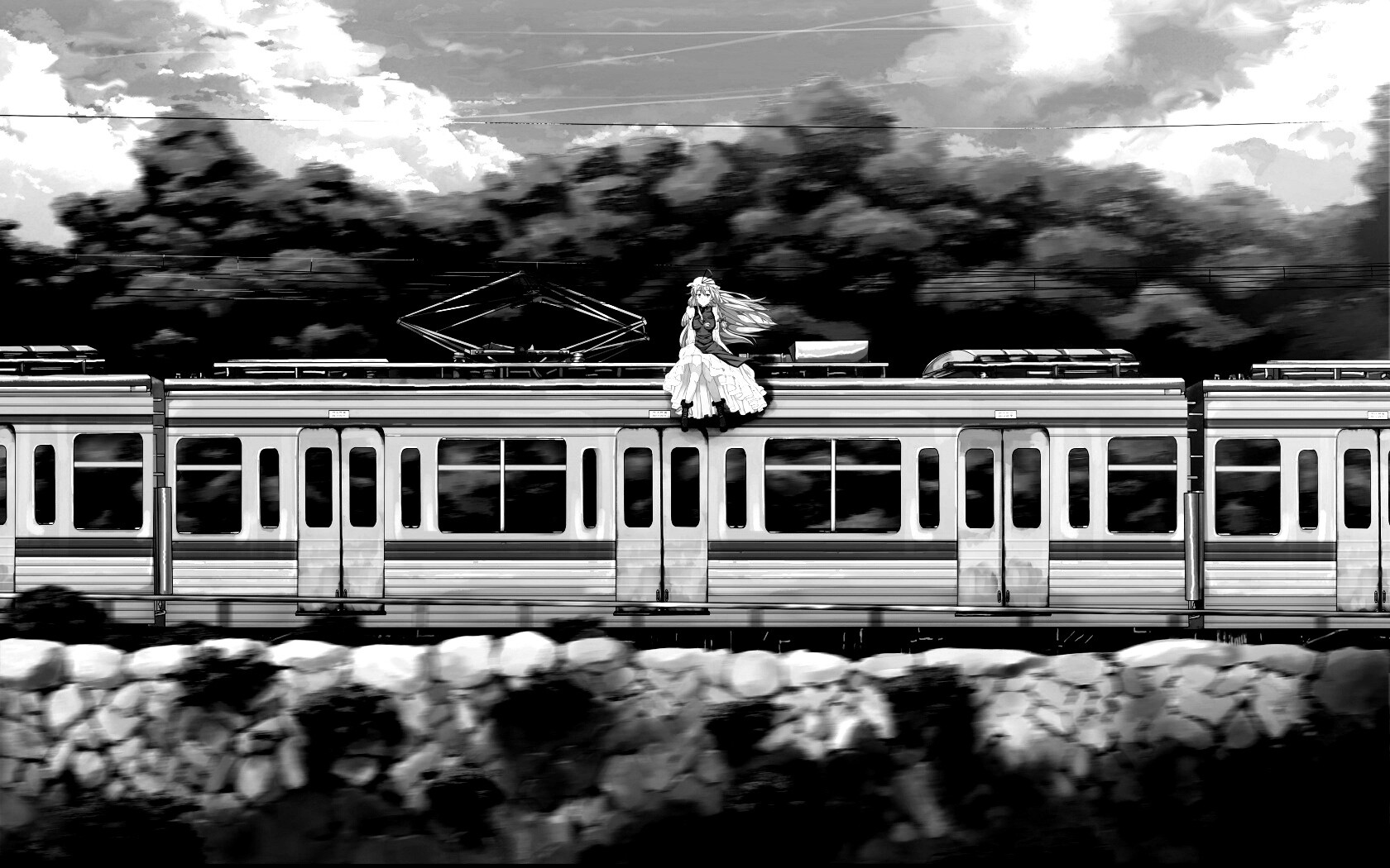 Девушка на крыше поезда обои