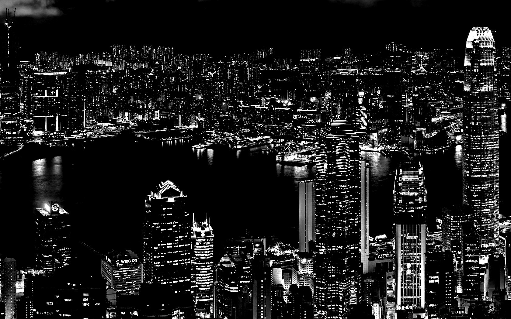 Небоскребы ночью обои