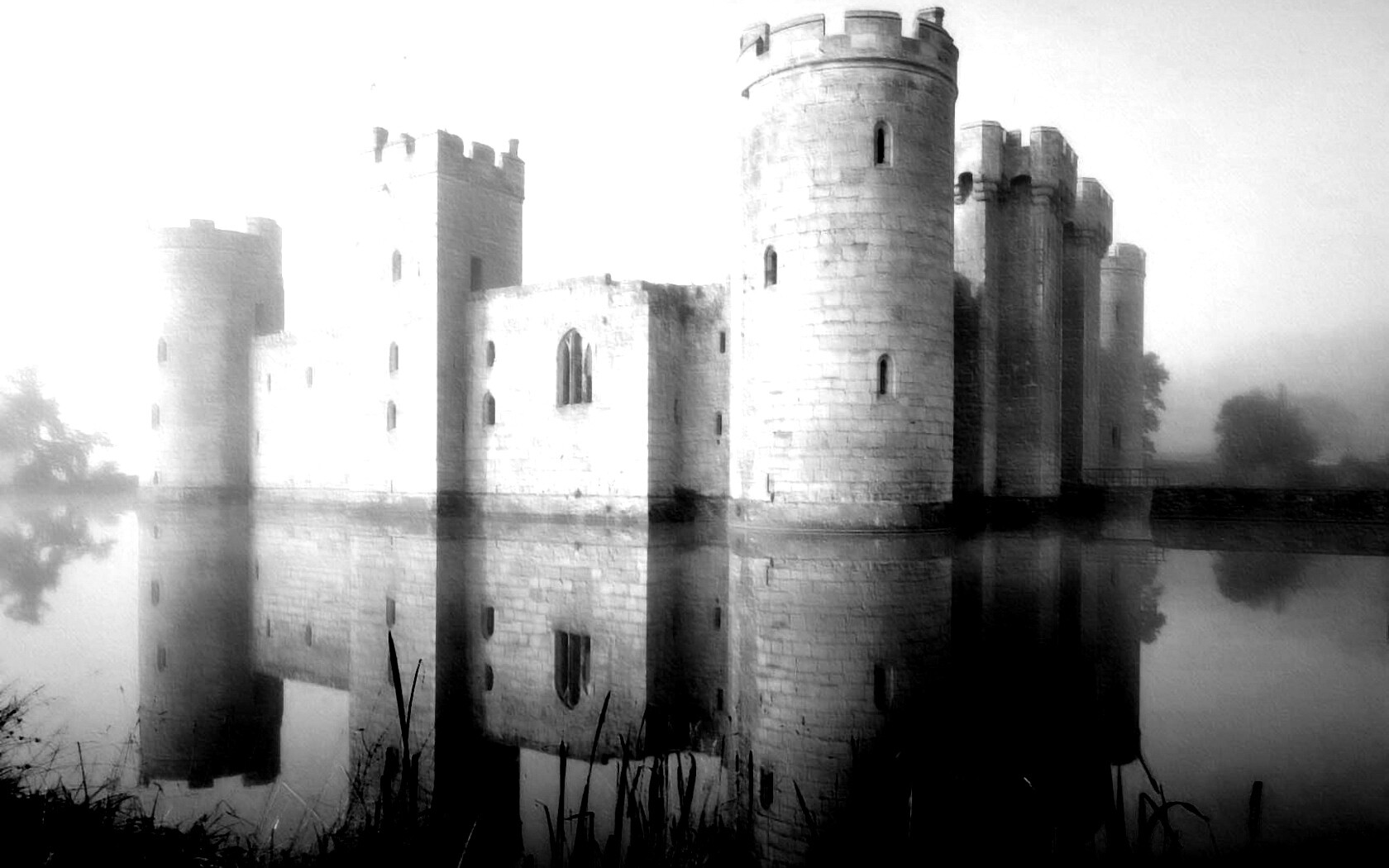 Замок на озере обои