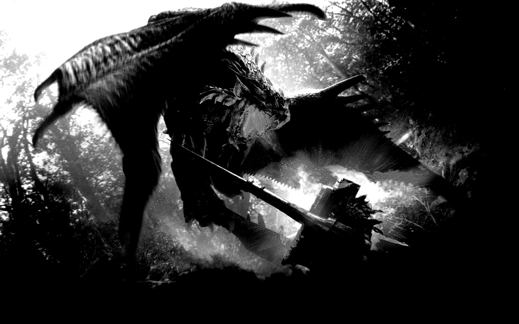 Атакующий дракон обои