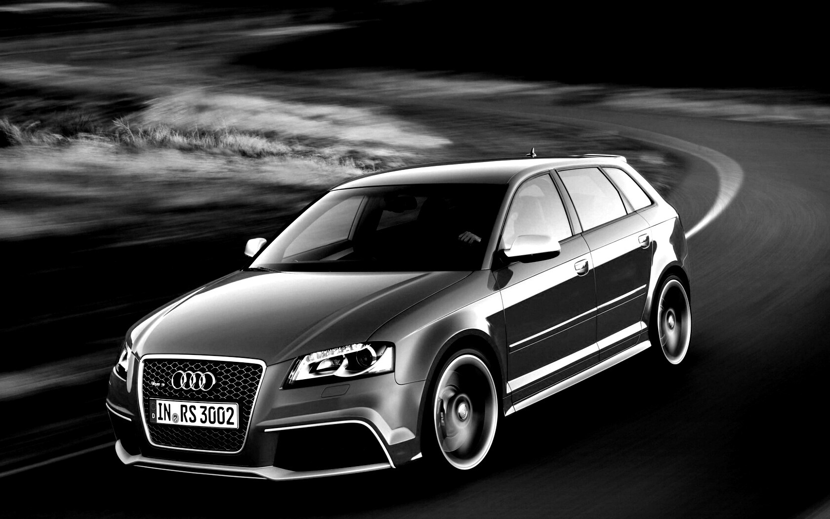 Красная ауди мчится по извилистой дороге обои