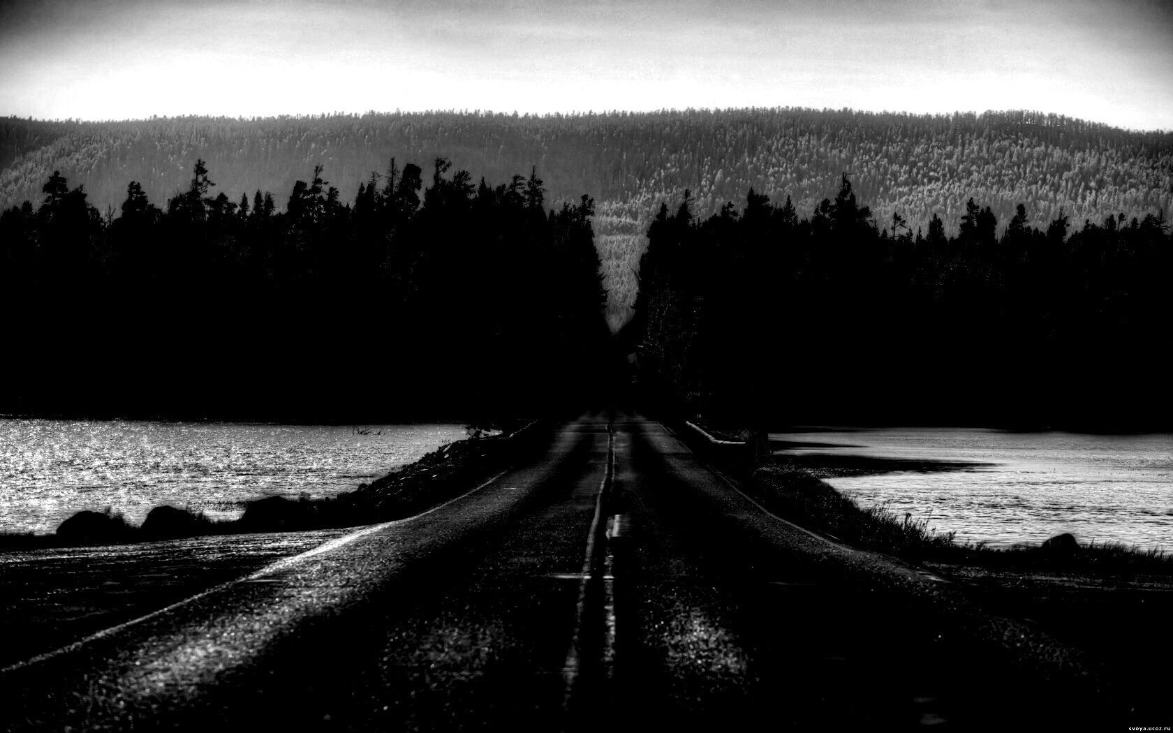 Дорога через озеро обои