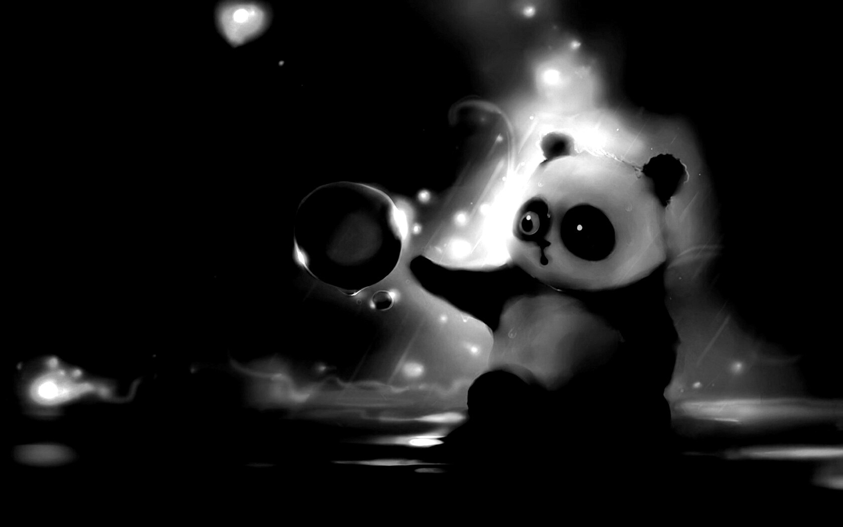 Панда и пузырек обои