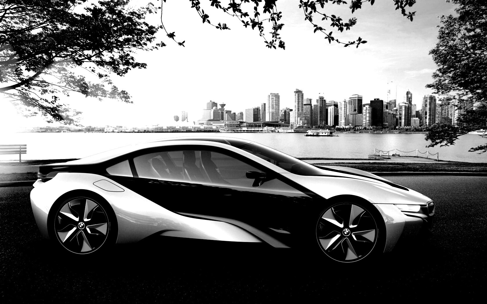 Концепт БМВ на берегу озера обои