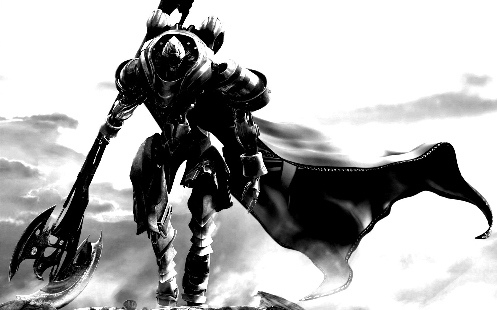 Боевой робот с топором в руке обои