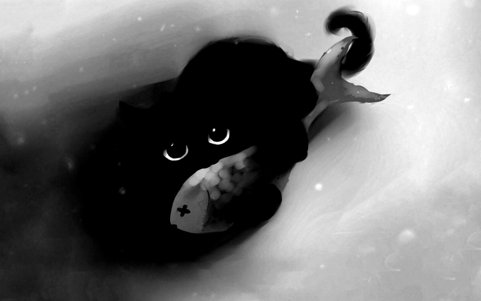 Кот с рыбкой обои