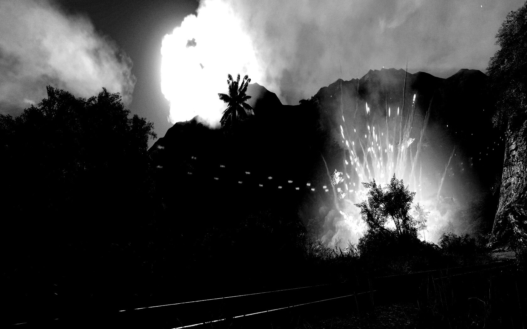 Взрыв в кустах обои