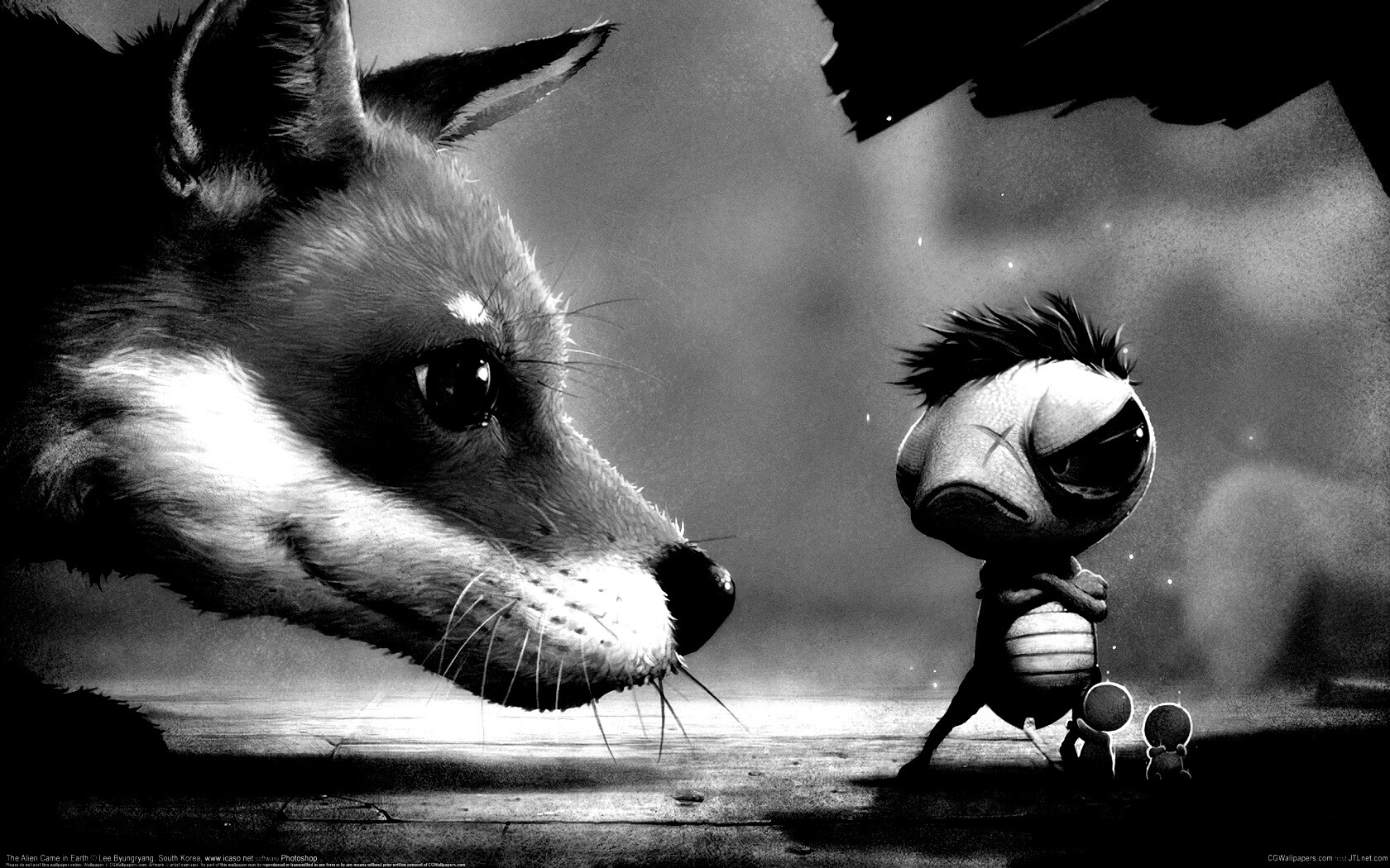 Лиса и жук обои