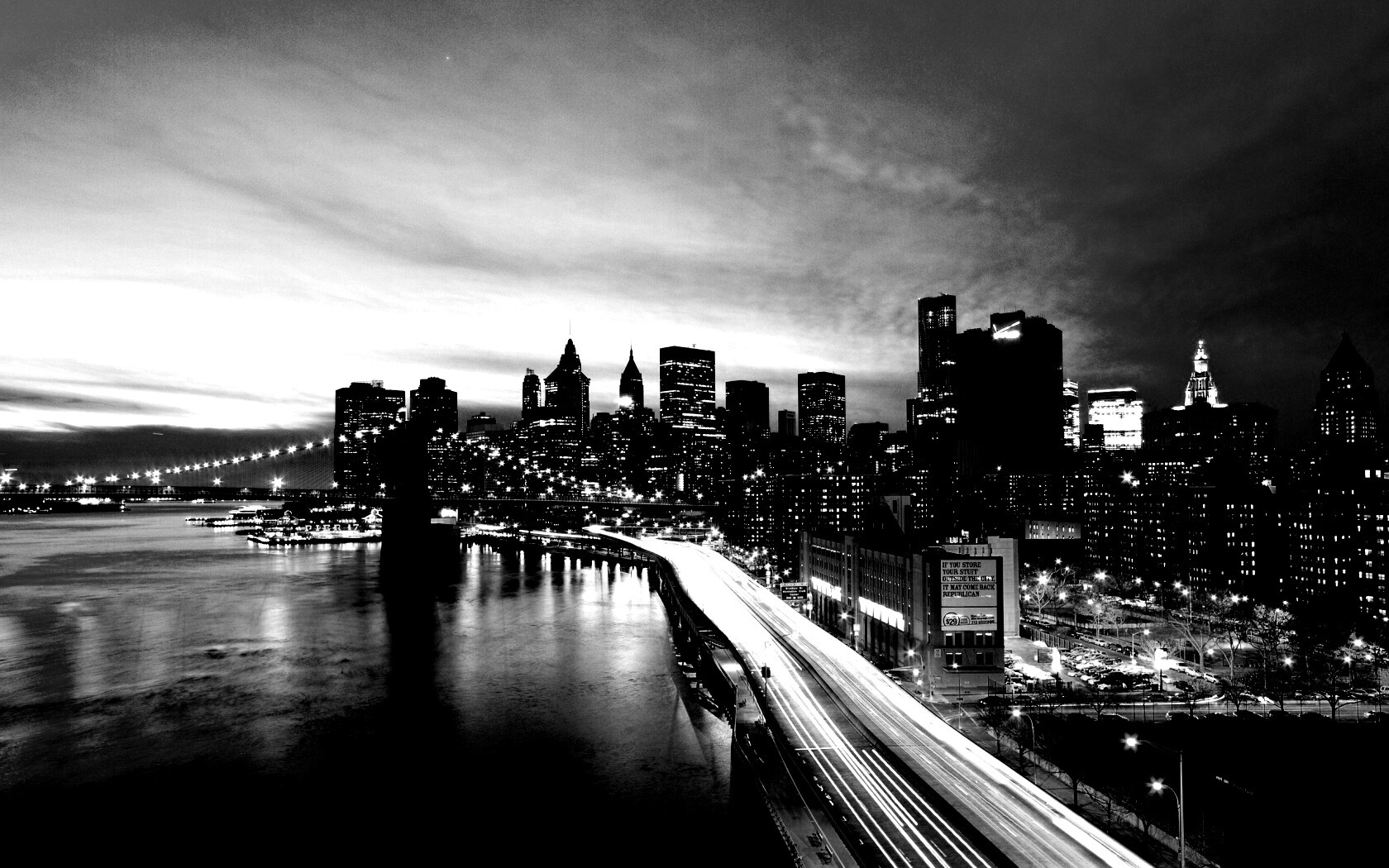 Город светит окнами в ночи обои