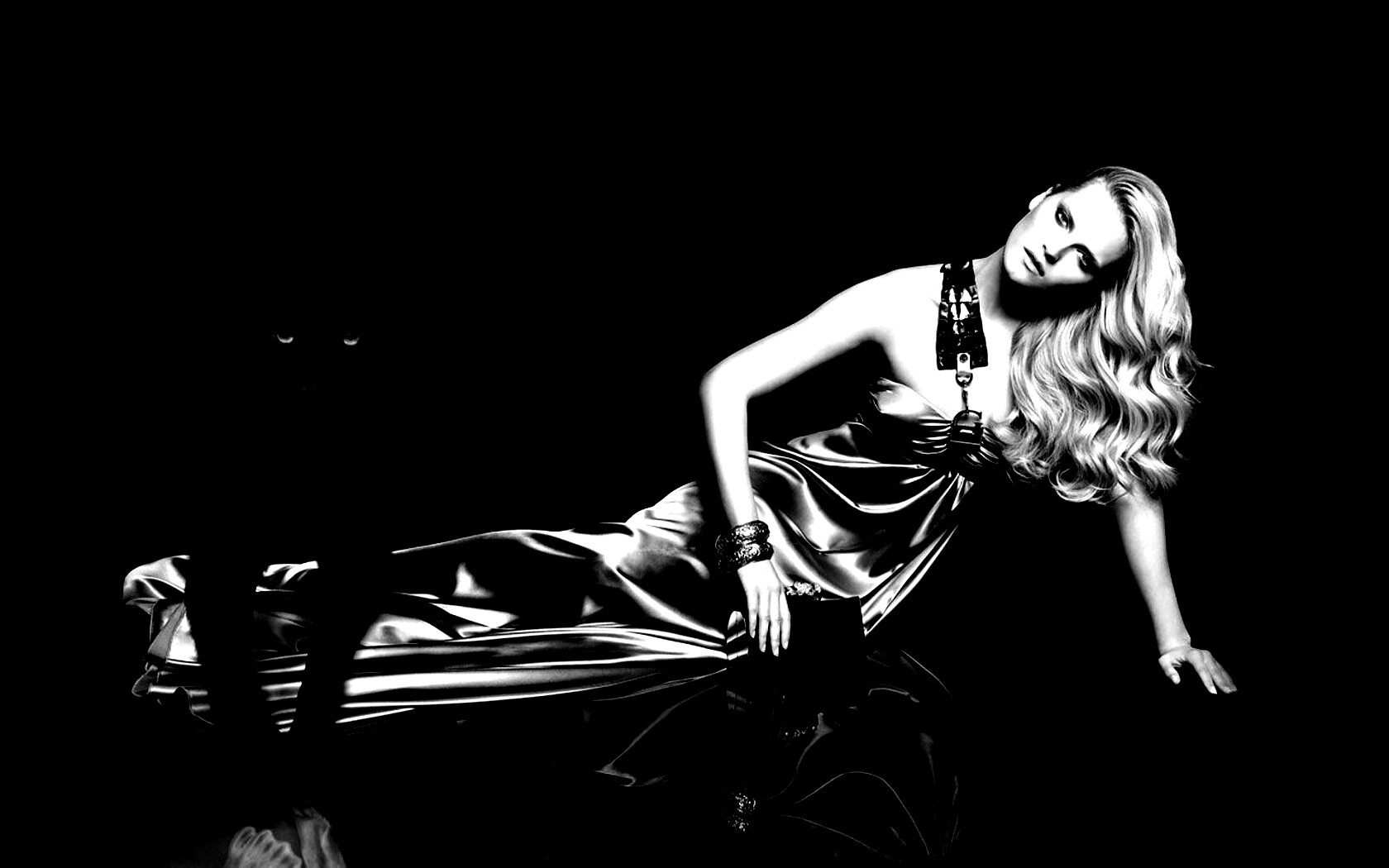 Красотка с пантерой обои