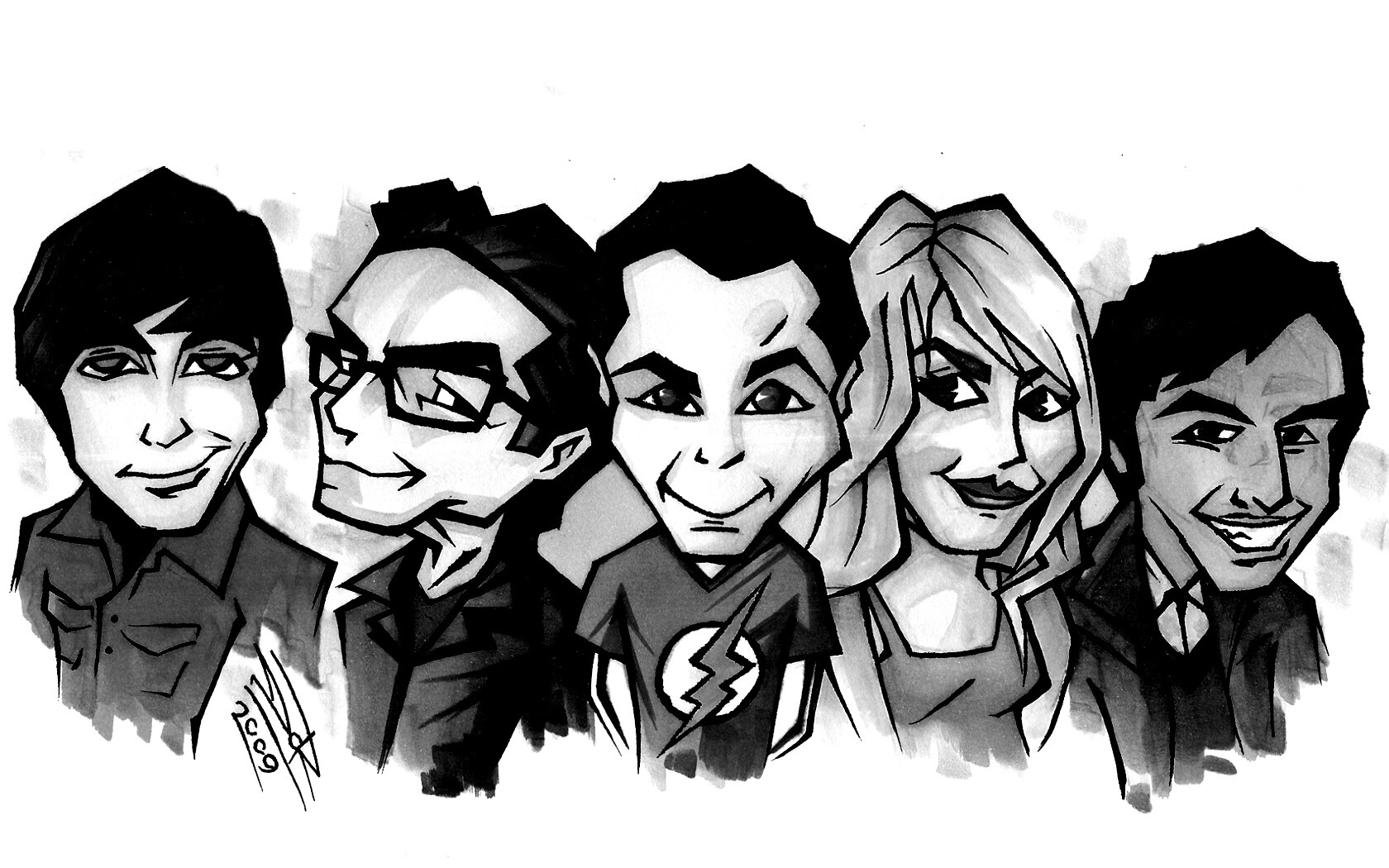 Скетч с персонажами Теории Большого взрыва обои