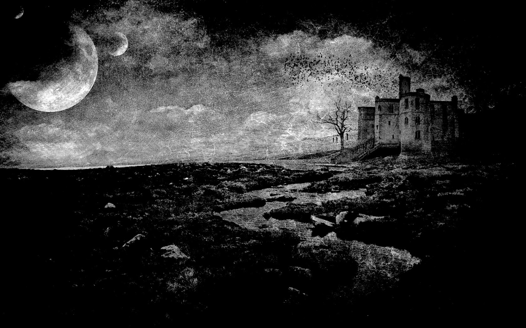 Старинный пейзаж с замком обои