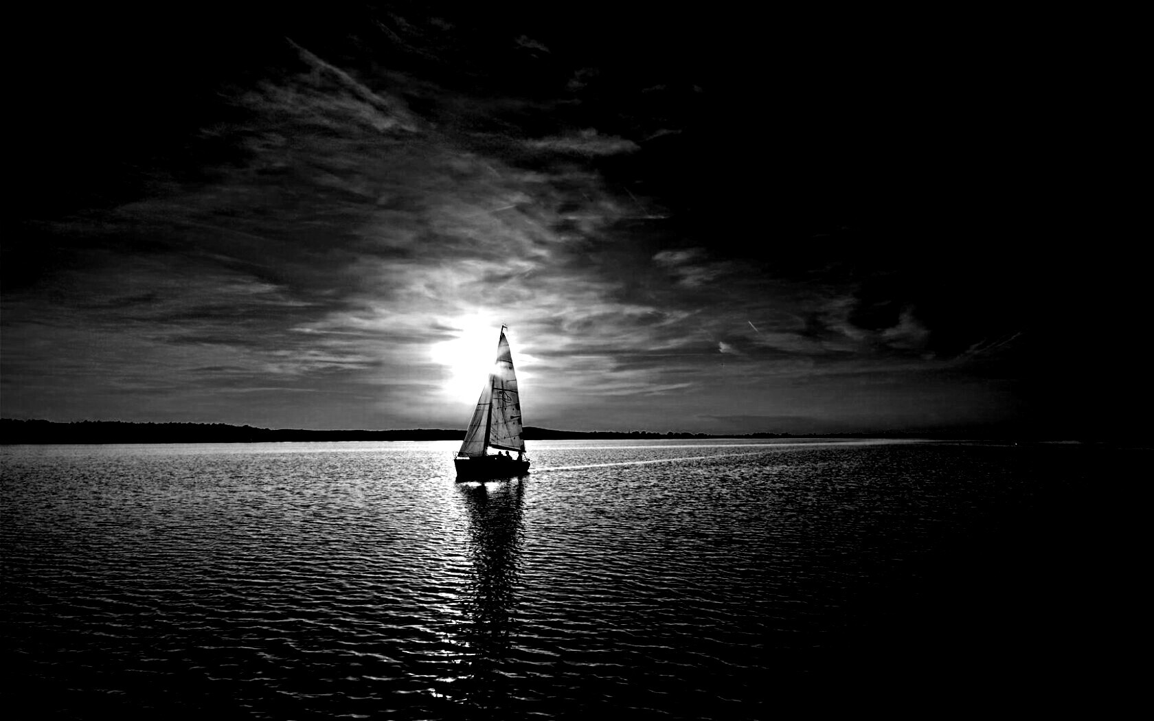 Яхта на закате обои