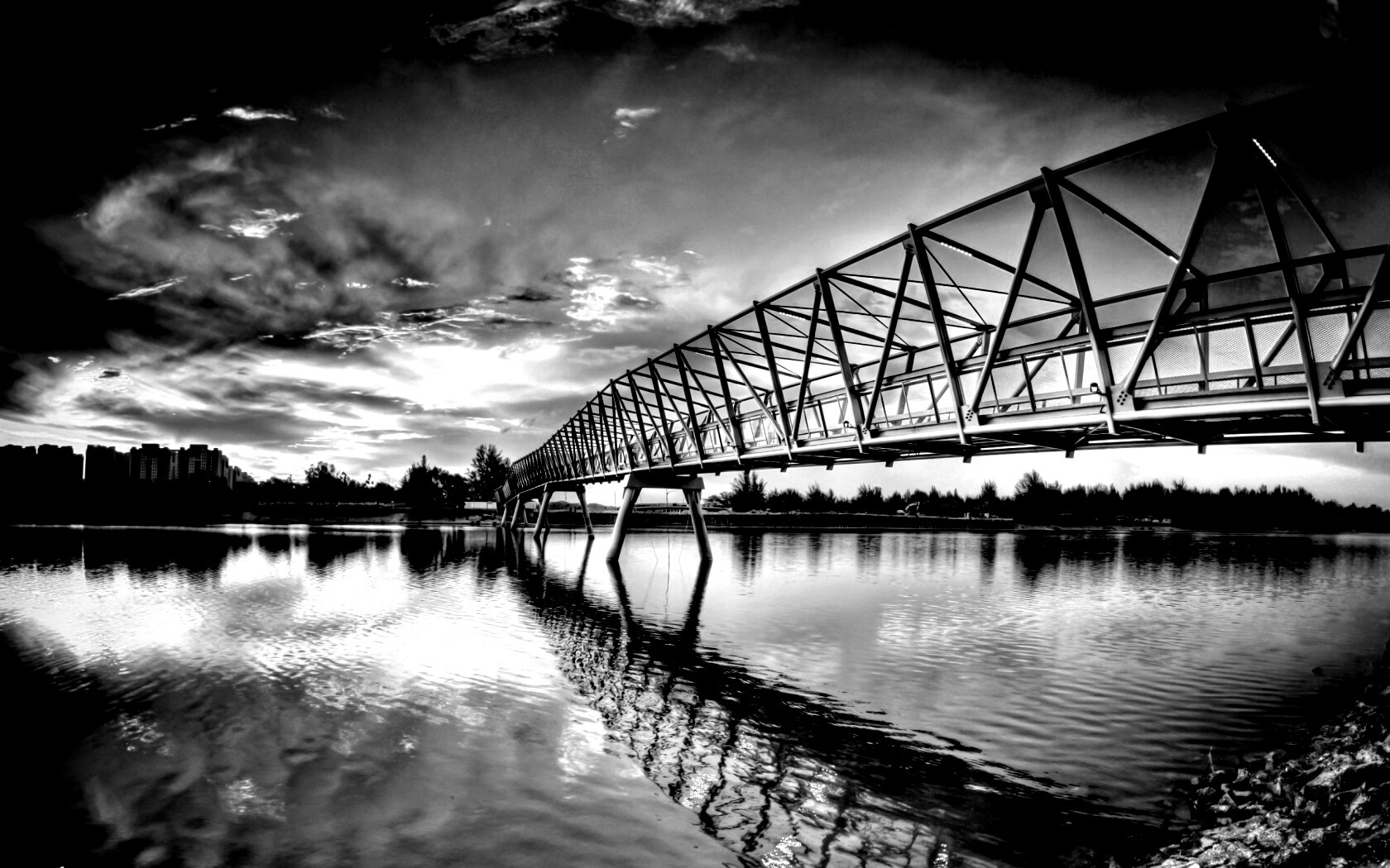 Мост через реку обои