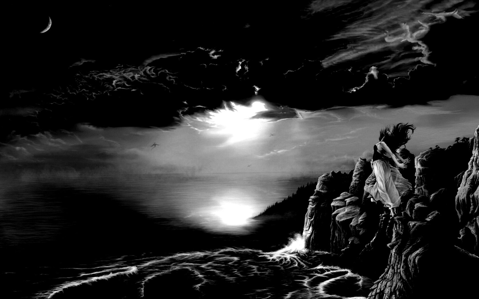 Прыжок с обрыва обои