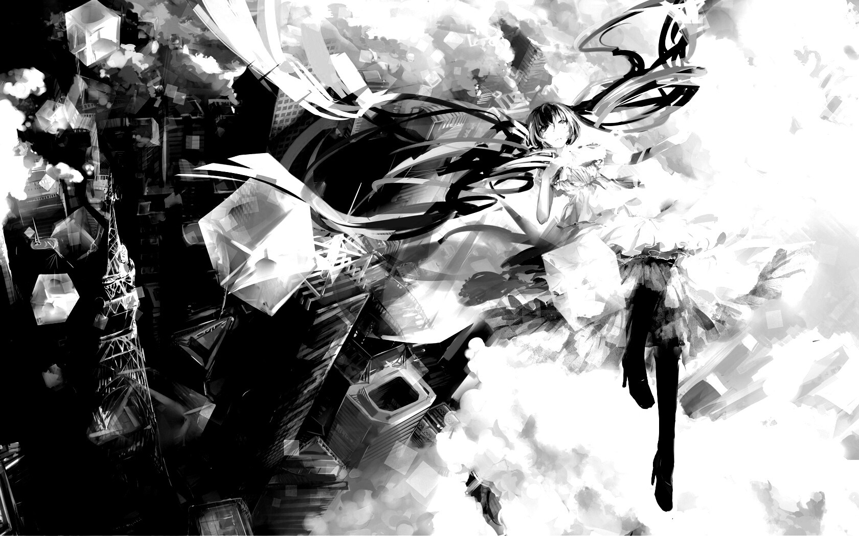 Hatsune Miku в небе обои