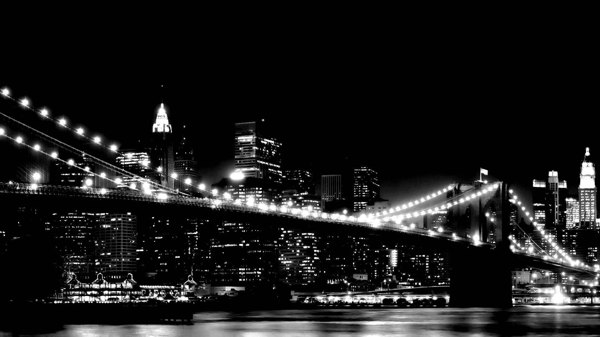 Вид на ночной Нью-Йорк обои