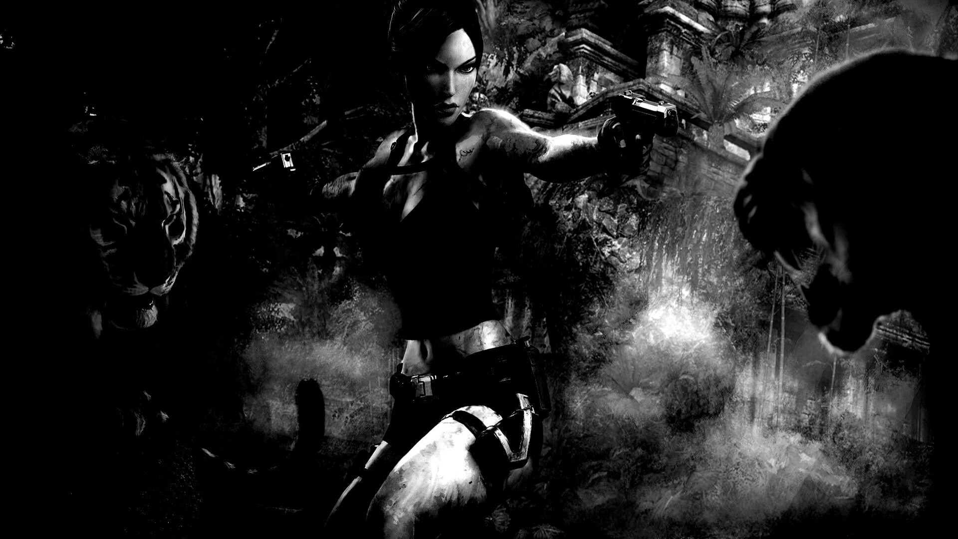 Лара Крофт протв тигров обои