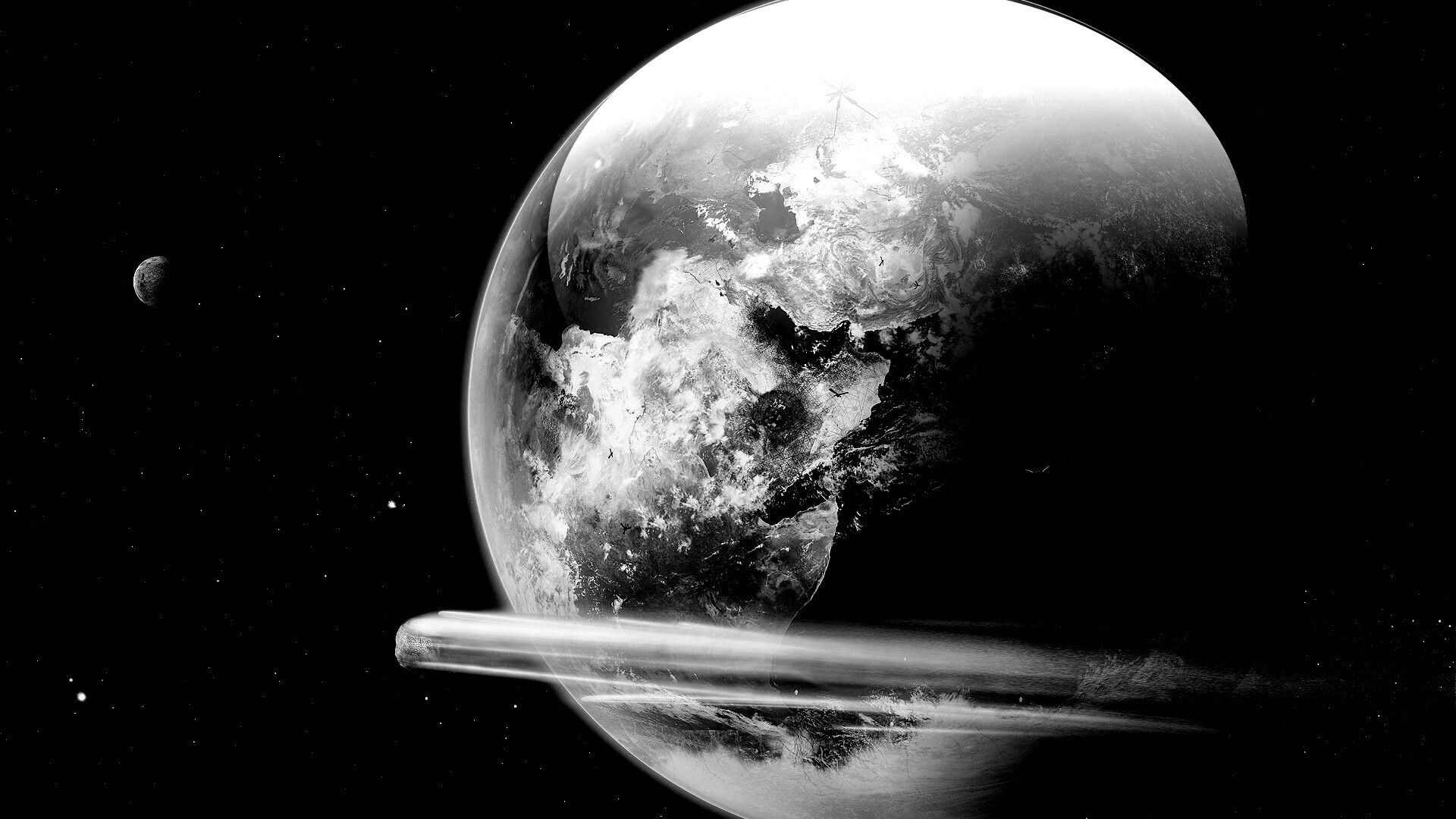 Метеорит пролетает мимо Земли обои