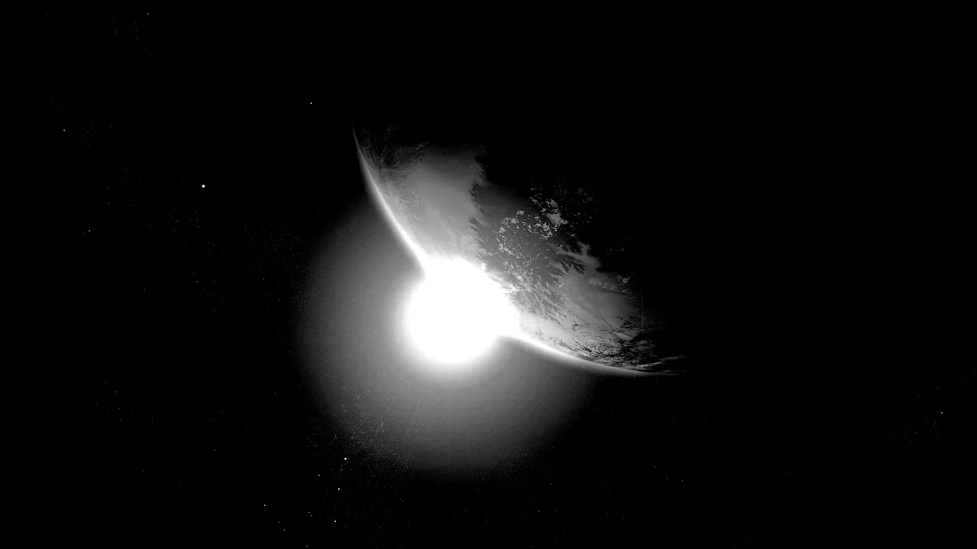 Солнце выглядывает из-за планеты обои