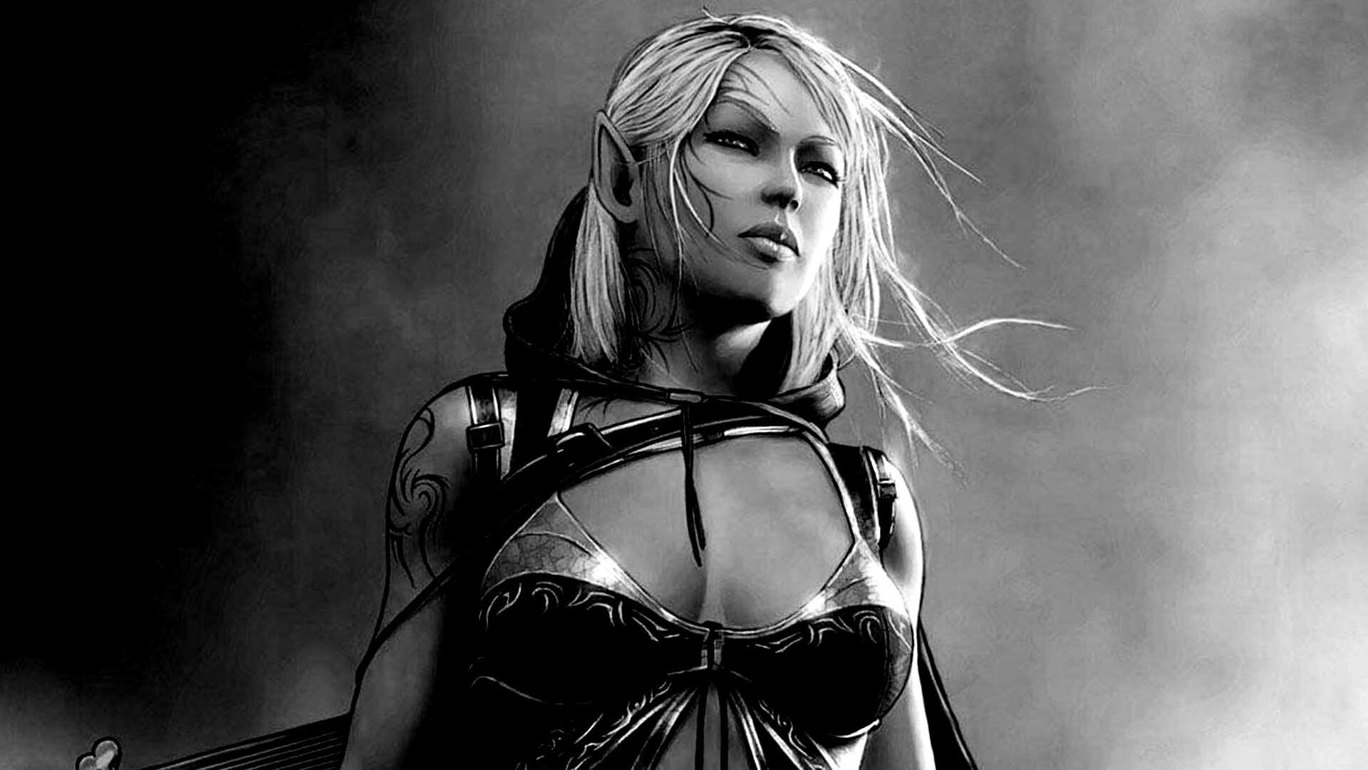 Эльфийка с мечем обои