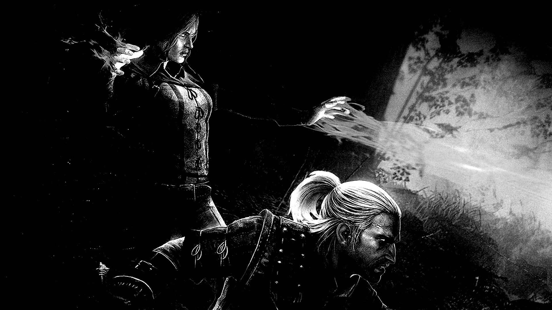 Геральт и Трисс в бою обои