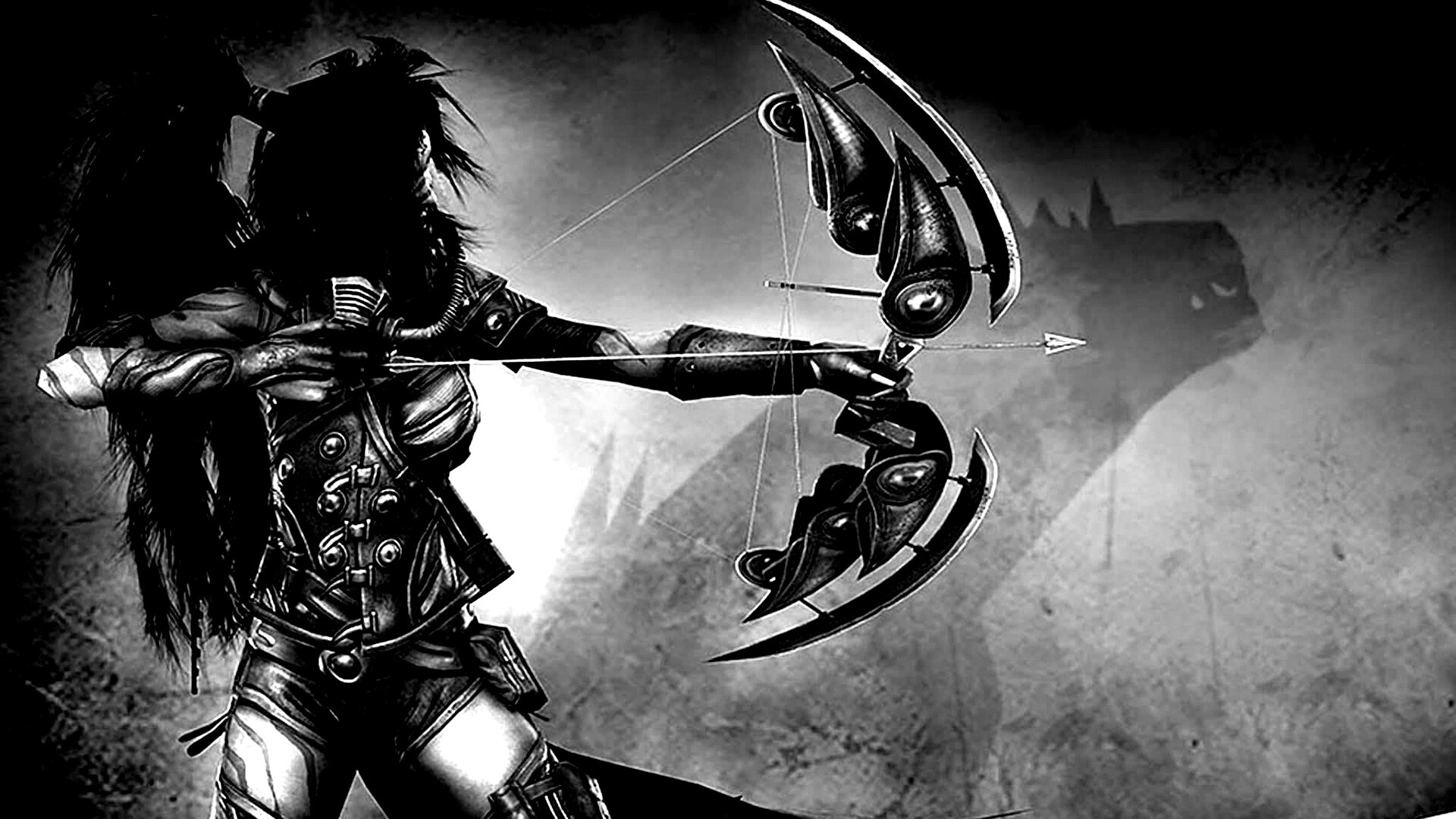 Лучница с боевым псмо обои