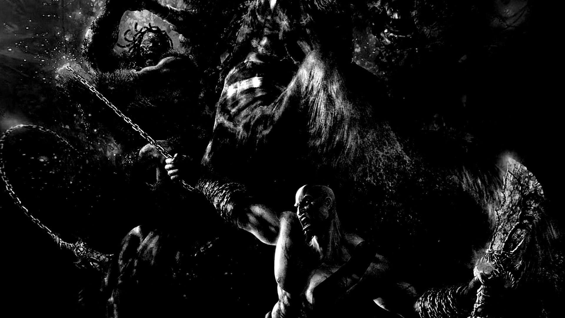 Кратос против огненного всадника обои