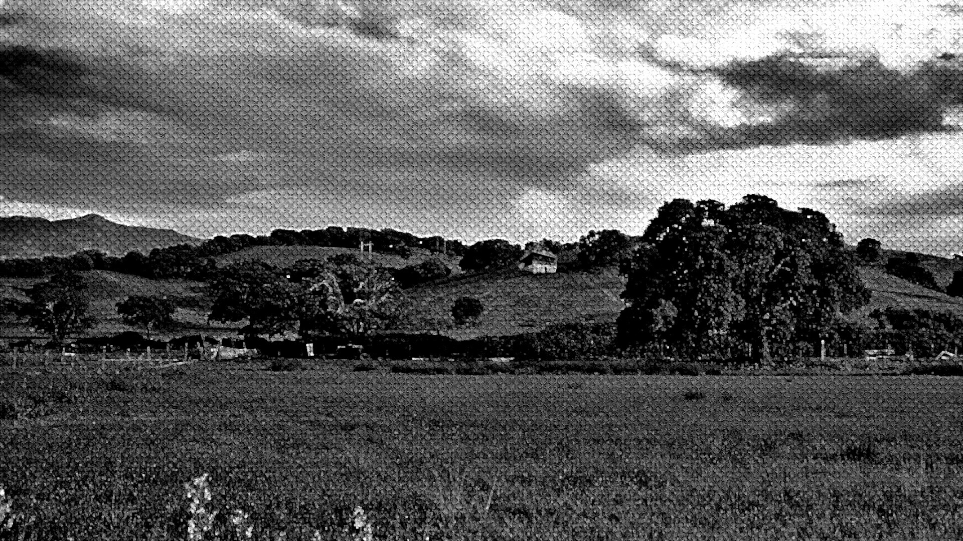 Домик на холмах обои