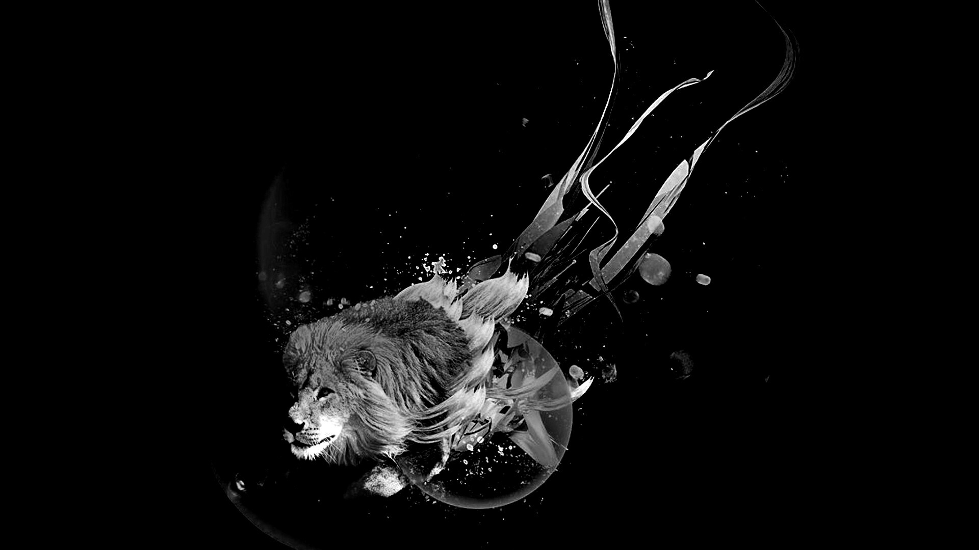 Лев в абстарктой фигне обои