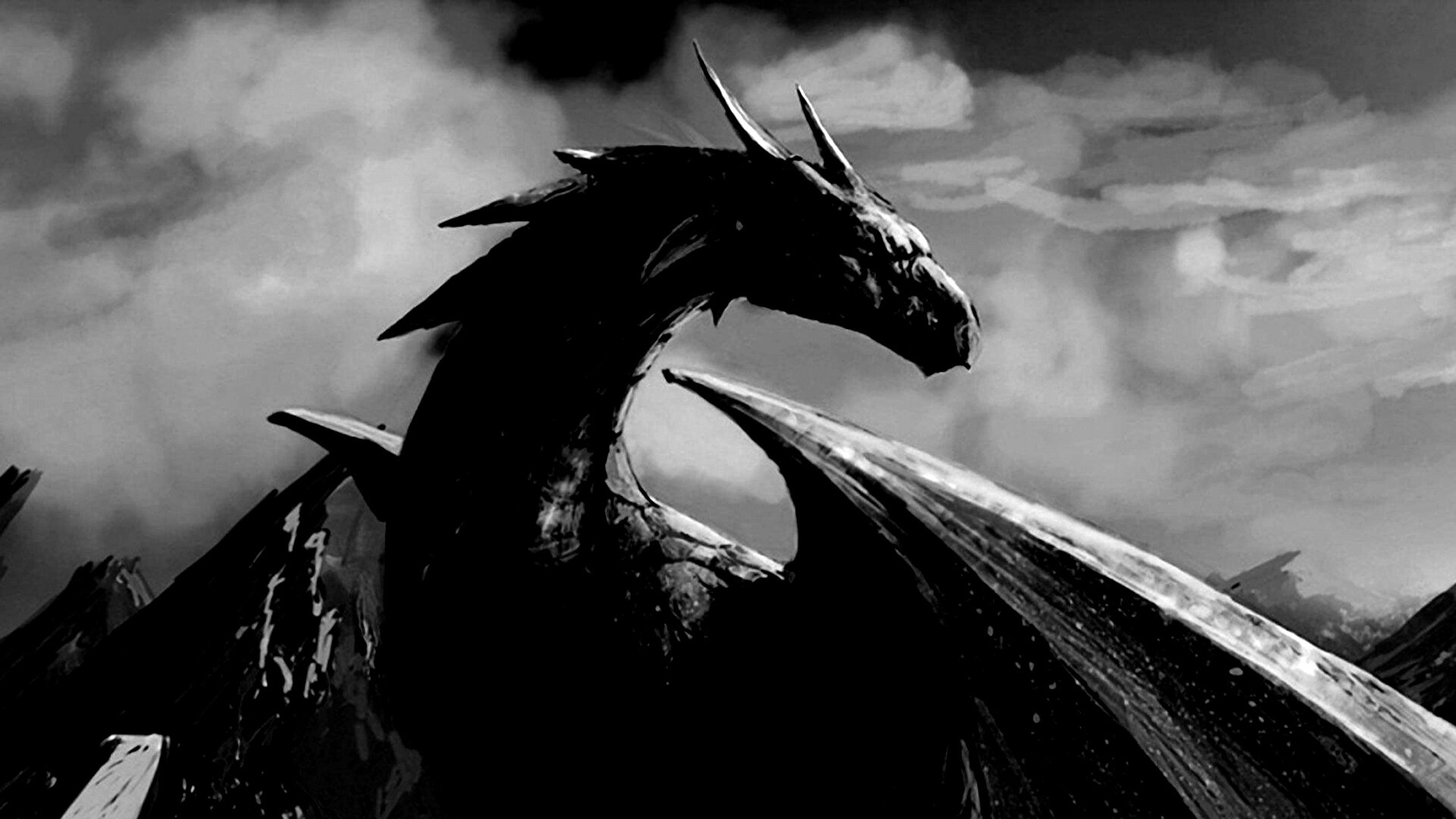 Дракон на вершине скалы обои