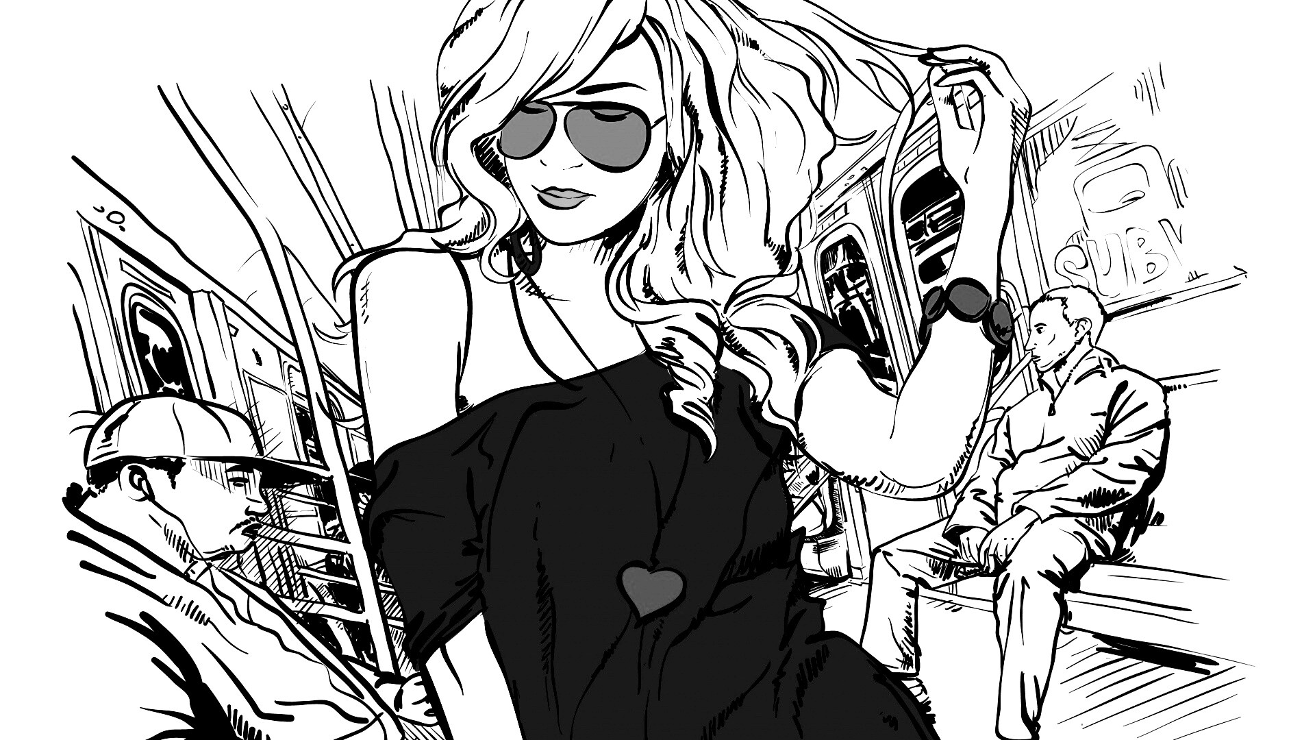 Стильная девушка в метро обои