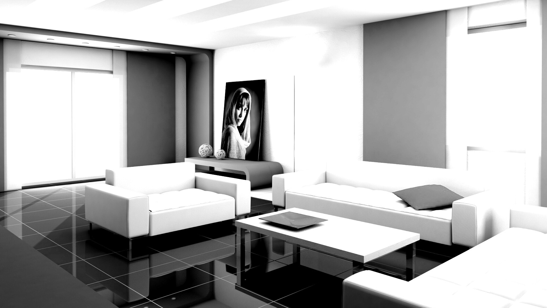 Белая гостинная обои