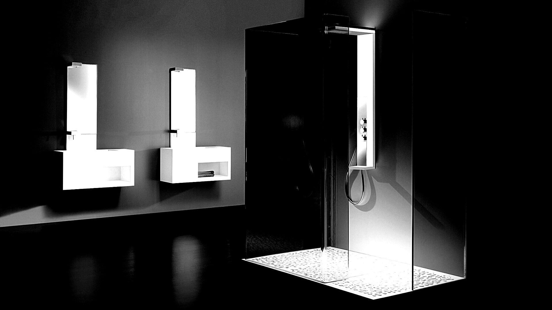 Ванная комната в стиле hi tech обои