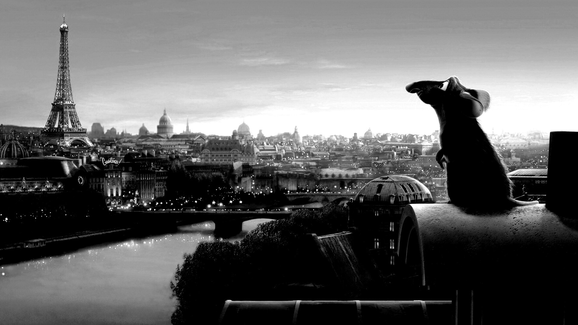 Рататуй на фоне Парижа обои